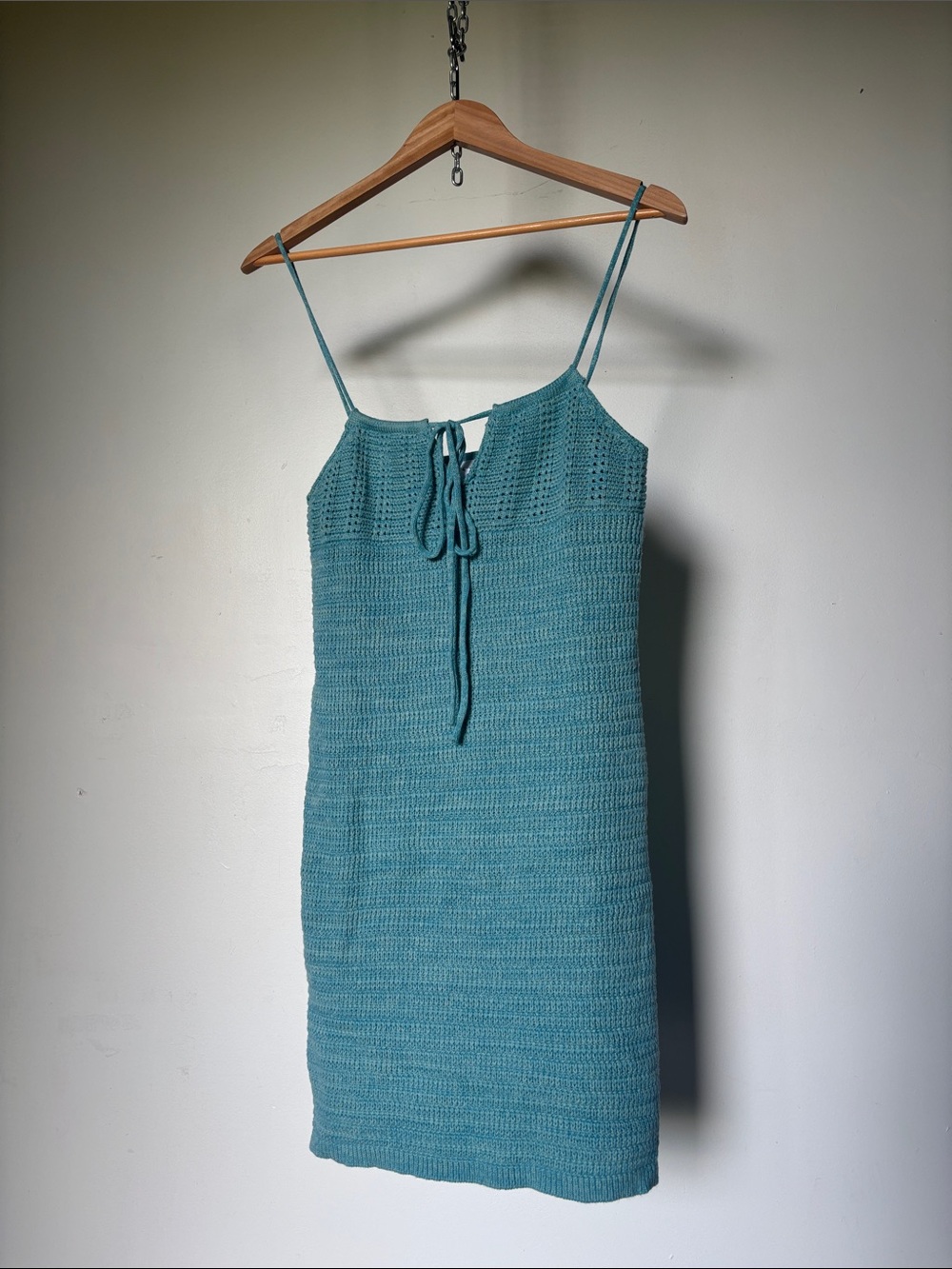 Olive & Oak Teal Crochet Mini Dress - Picture 2 of 9